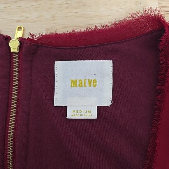 Maeve Anthropologie Wavy Textured Red and White Striped Mini Dress Size Medium - Picture 3 of 11